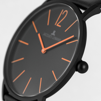 Jacques Lemans 1-2030G Damen Herren unisex Uhr Edelstahl Leder Quarz 5Bar